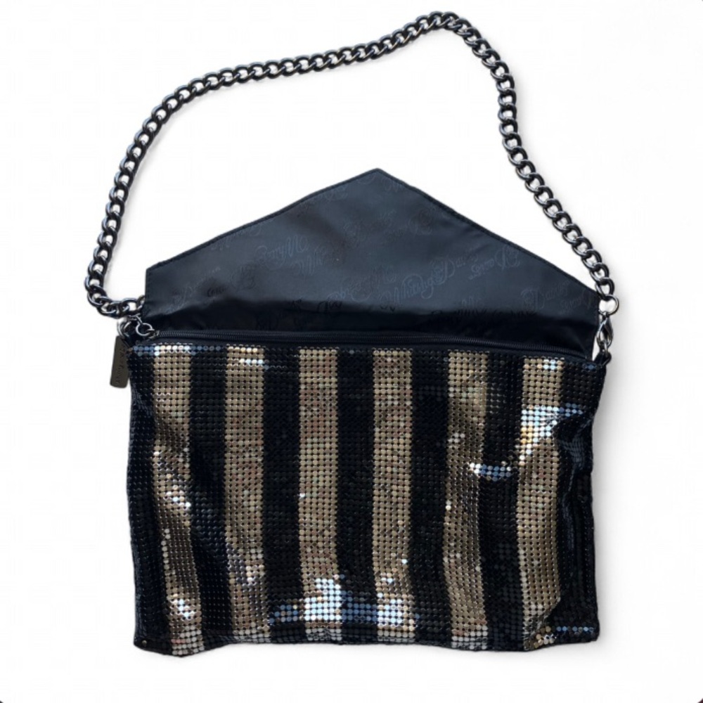 Whiting and Davis Chainmail Mesh Art Deco-inspired Chevron Metallic Evening Bag - Picture 4 of 13